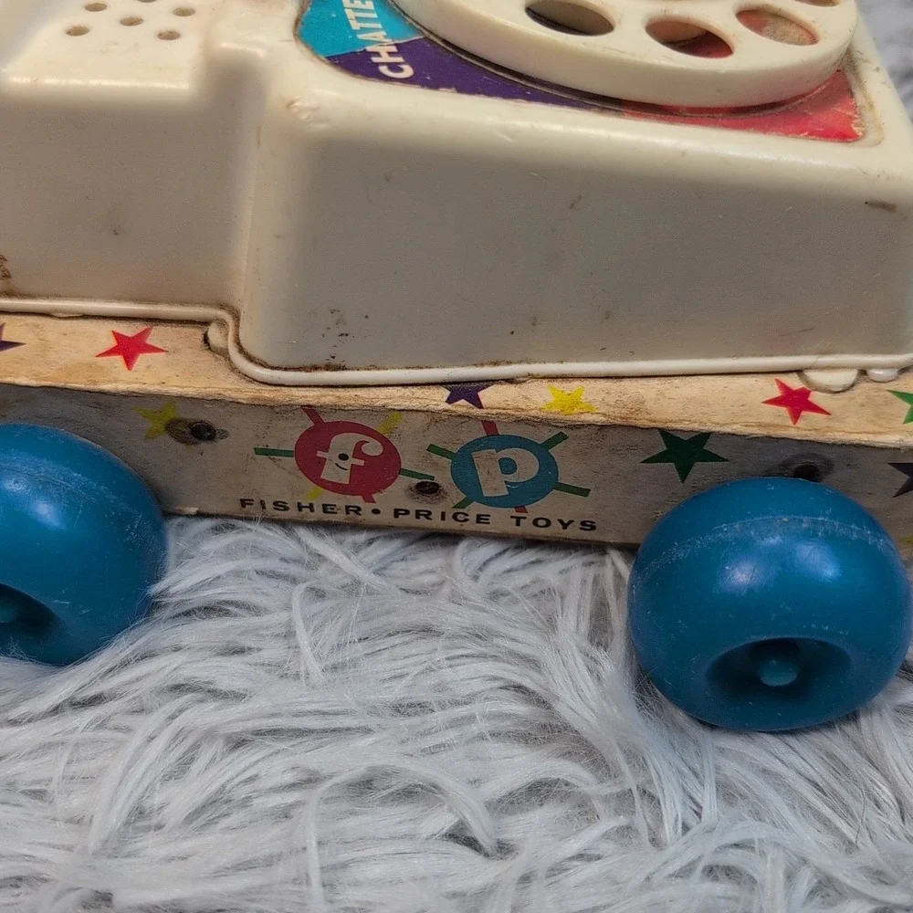 Vintage 1961 Fisher Price #747 Chatter‎ Phone Rotary Telephone Pull Toy Sound